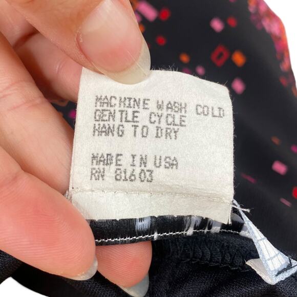 Y2K La Belle Black Pink Geometric Whimsigoth Dark Fairy Slip Maxi Dress SZ 9 - Picture 9 of 9